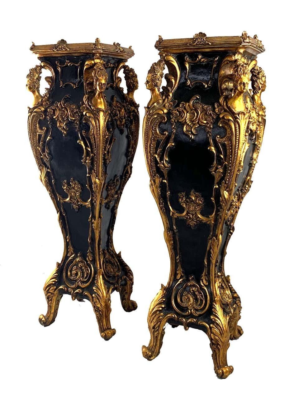 20th Century Pair Of French Jardiniere Stands Or Plinths In Louis XV Style photo Home Decor