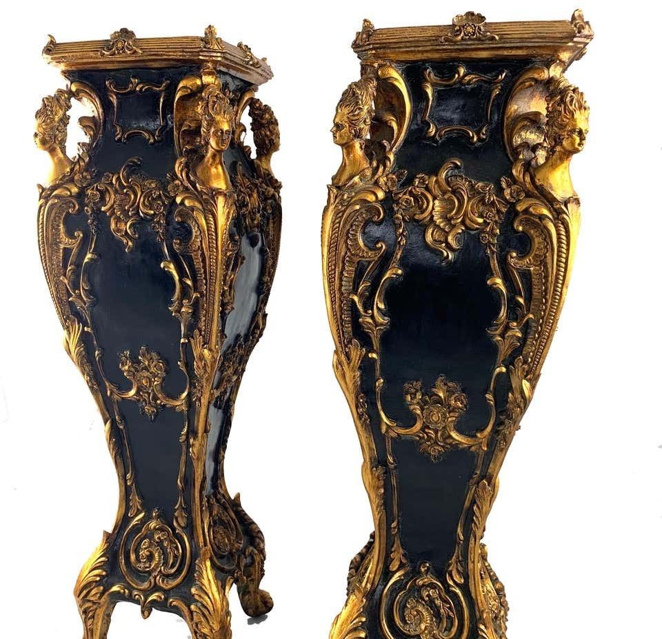 20th Century Pair Of French Jardiniere Stands Or Plinths In Louis XV Style photo vintage