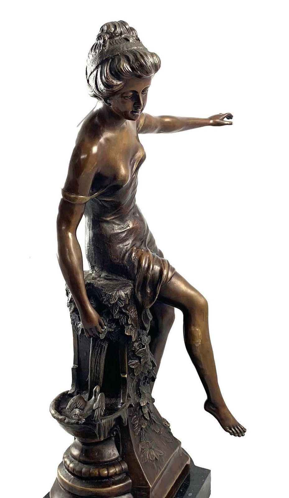 20th Century Bronze Figure Of A Classical Maiden Astride A Fountain photo 1400.0