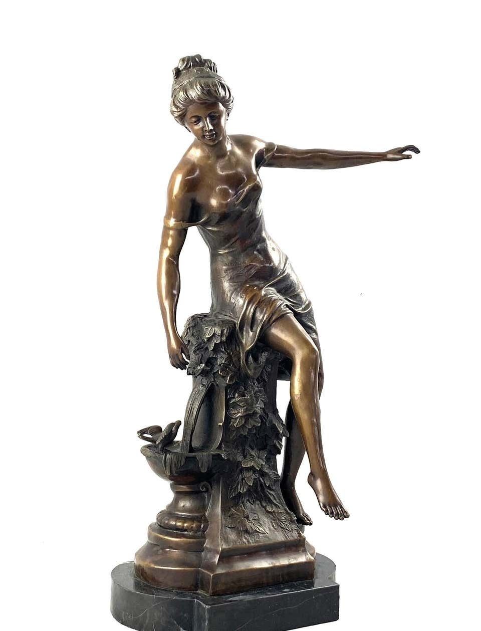 20th Century Bronze Figure Of A Classical Maiden Astride A Fountain photo buy
