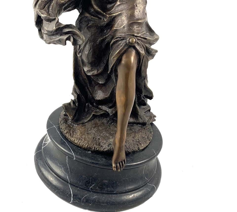 20th Century Bronze Figure Of A Female Dancer With Tambourine photo vintage