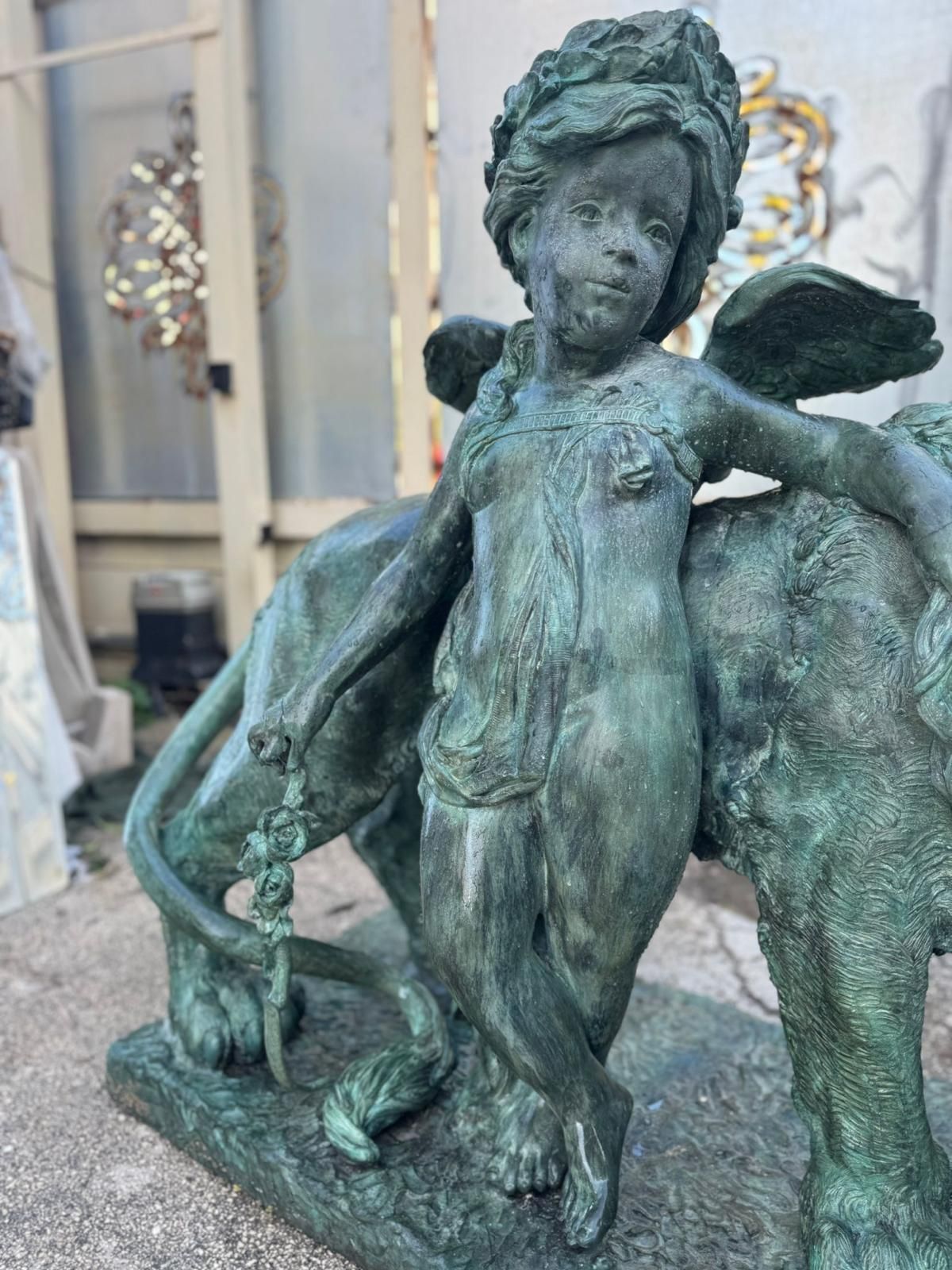 Pair Of Italian 1890s Bronze Lions And Cherubs Sculptures photo vinterior