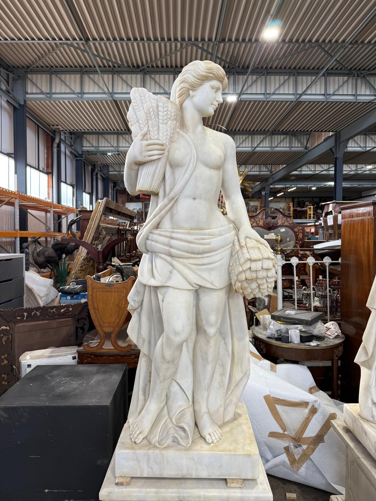 Set Of Four Seasons Solid Marble Sculptures On Marble Bases – Late 20th Century photo furniture