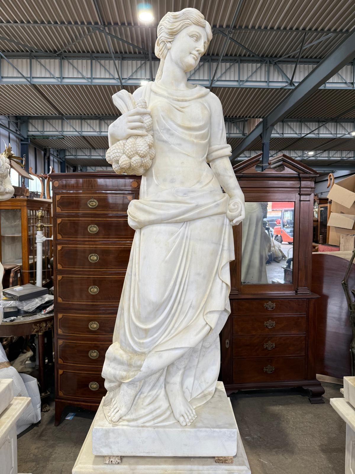 Set Of Four Seasons Solid Marble Sculptures On Marble Bases – Late 20th Century photo Art