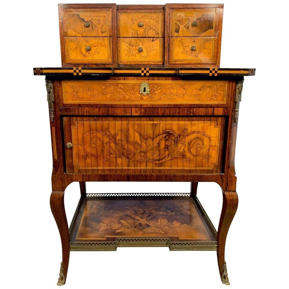 18th French Satinwood And Marquetry Inlaid Desk