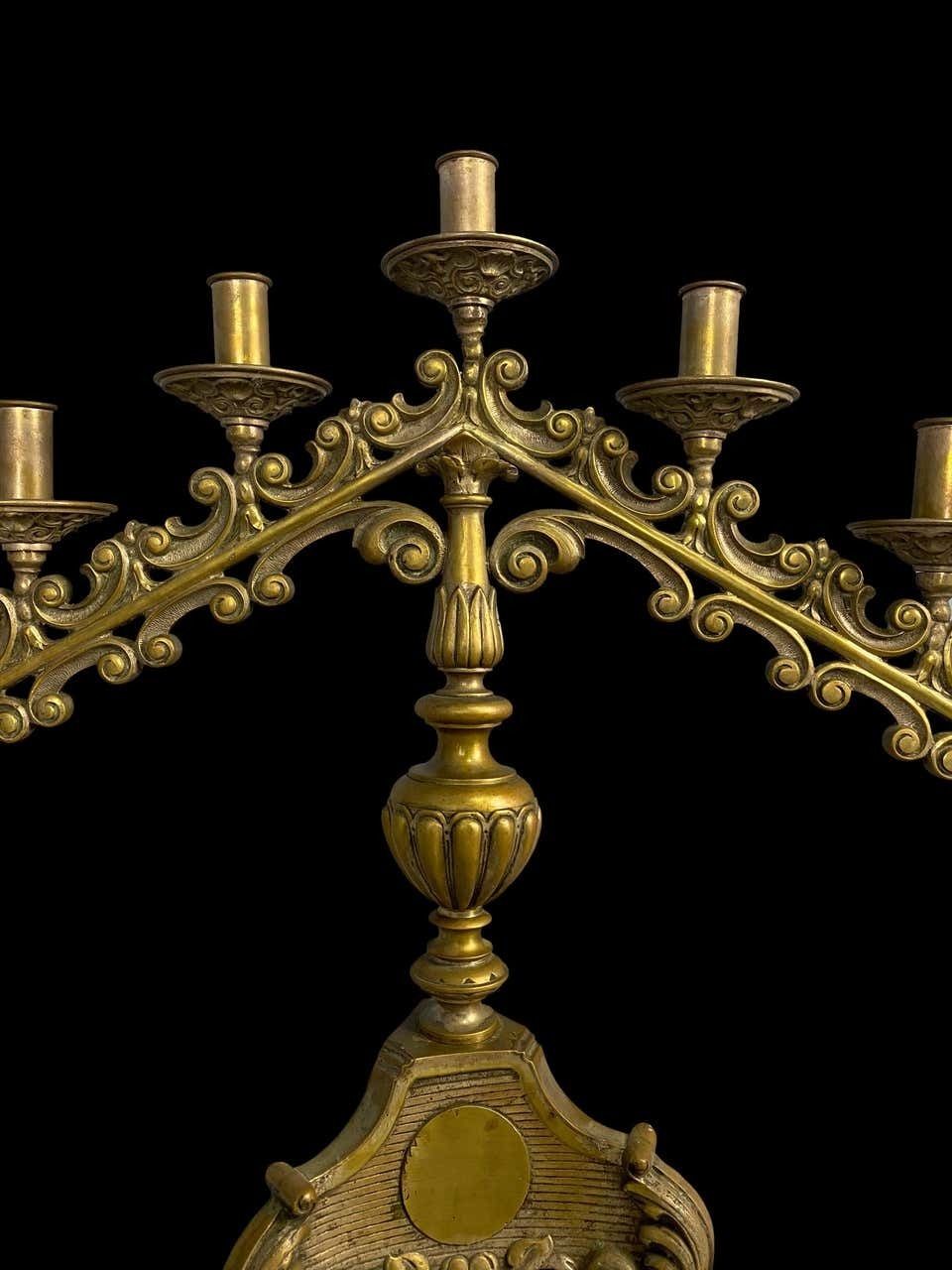 19th Century Pair Of Brass Church Candelabras photo buy