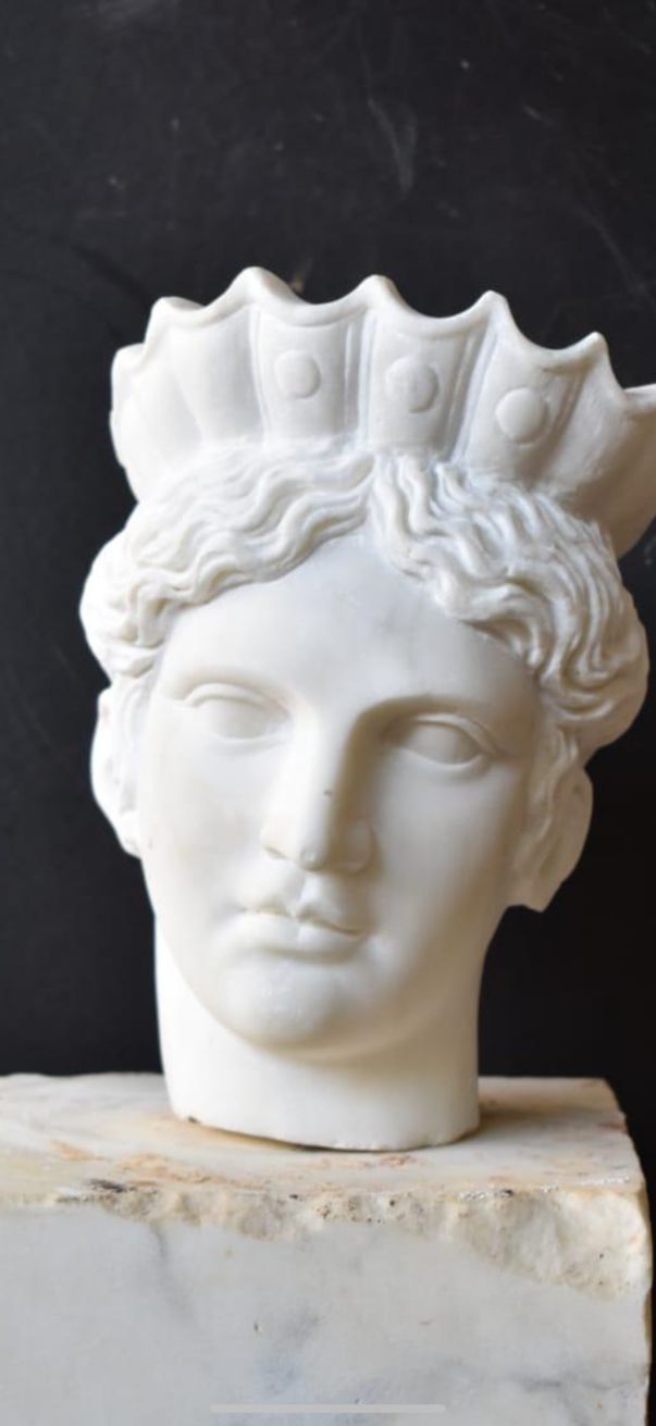 Solid Marble Bust Sculpture Of A Woman In Classical Greek Style – 20th Century photo 3000.0