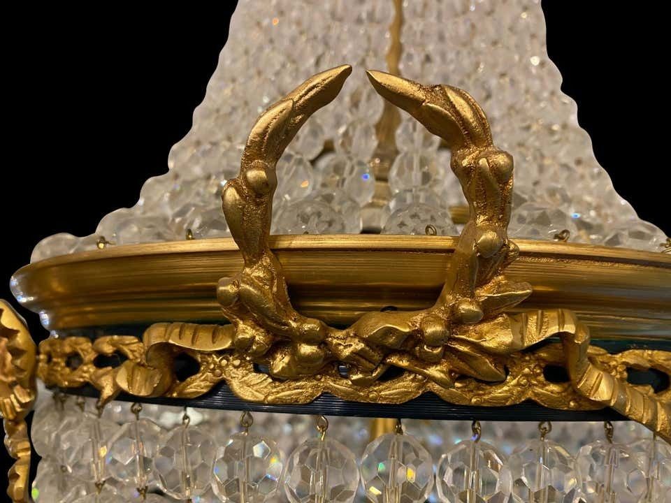 20th Century Ormolu And Glass Tent And Bag Chandelier photo 1400.0
