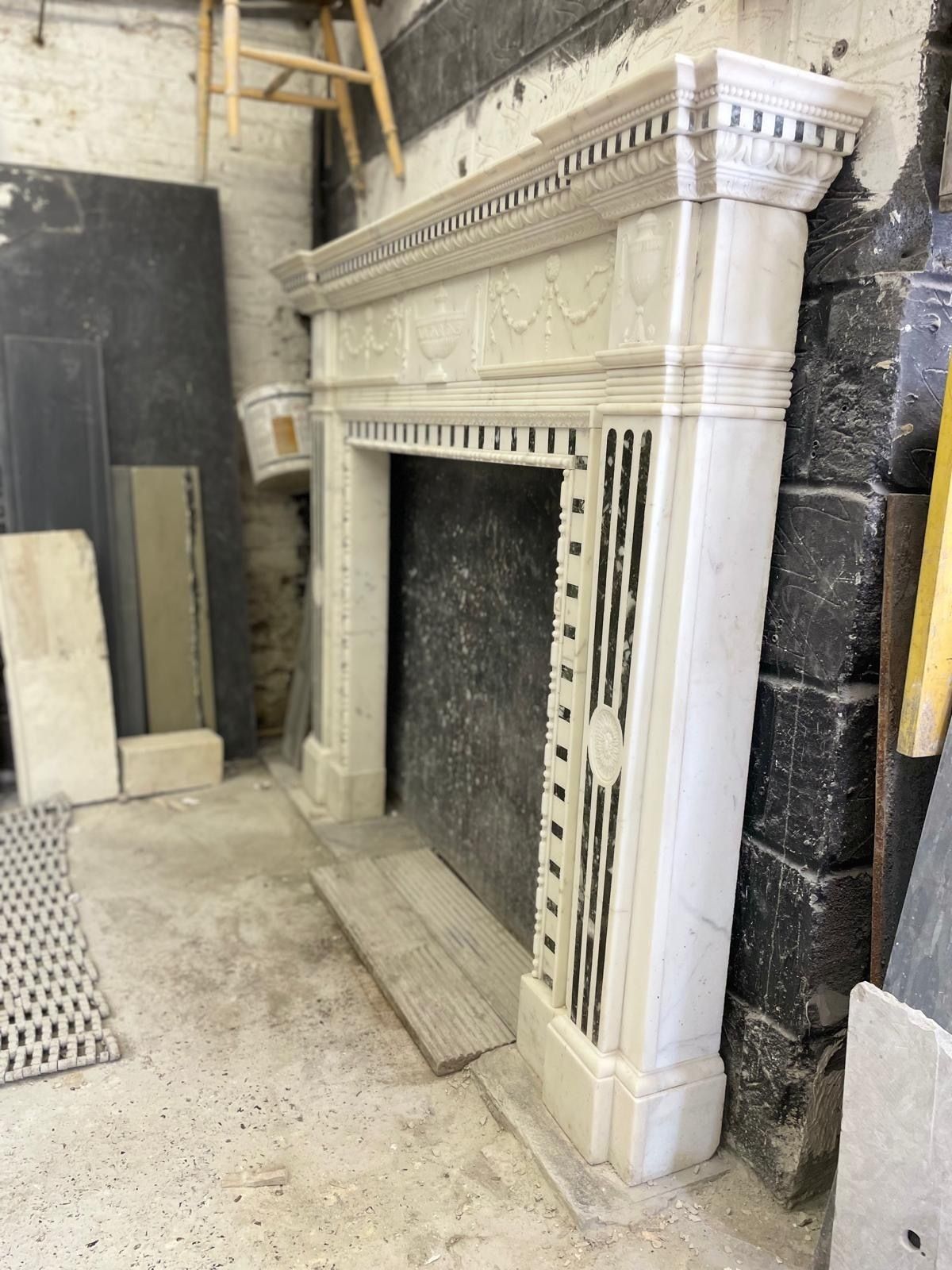 A 19th Century Carrara And Verde Antico Marble Chimneypiece In The George III St photo vinterior