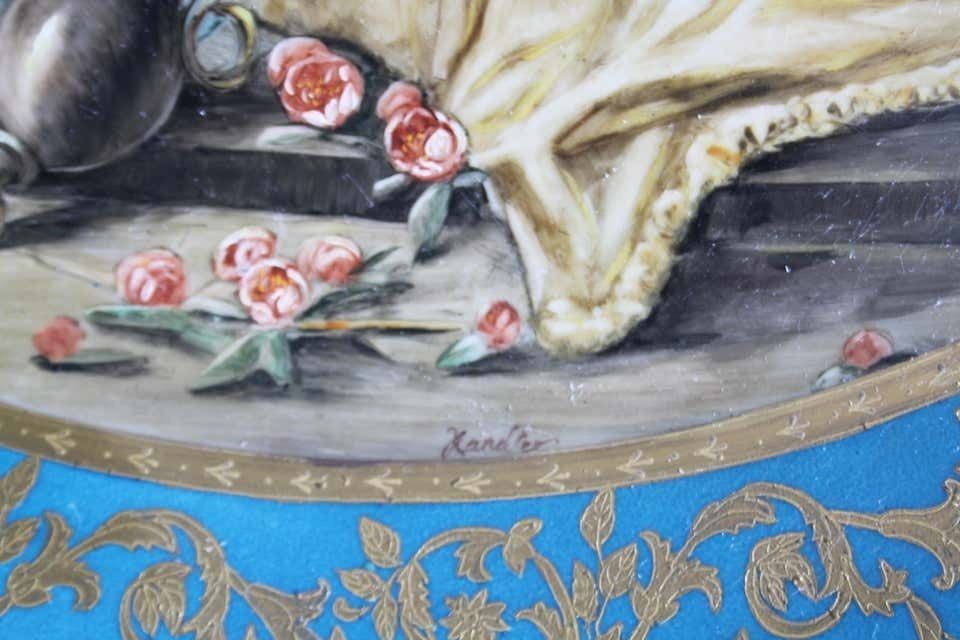 20th Century Large Vienna Charger, Porcelain Wall Plaque With Gilt Borders photo for sale
