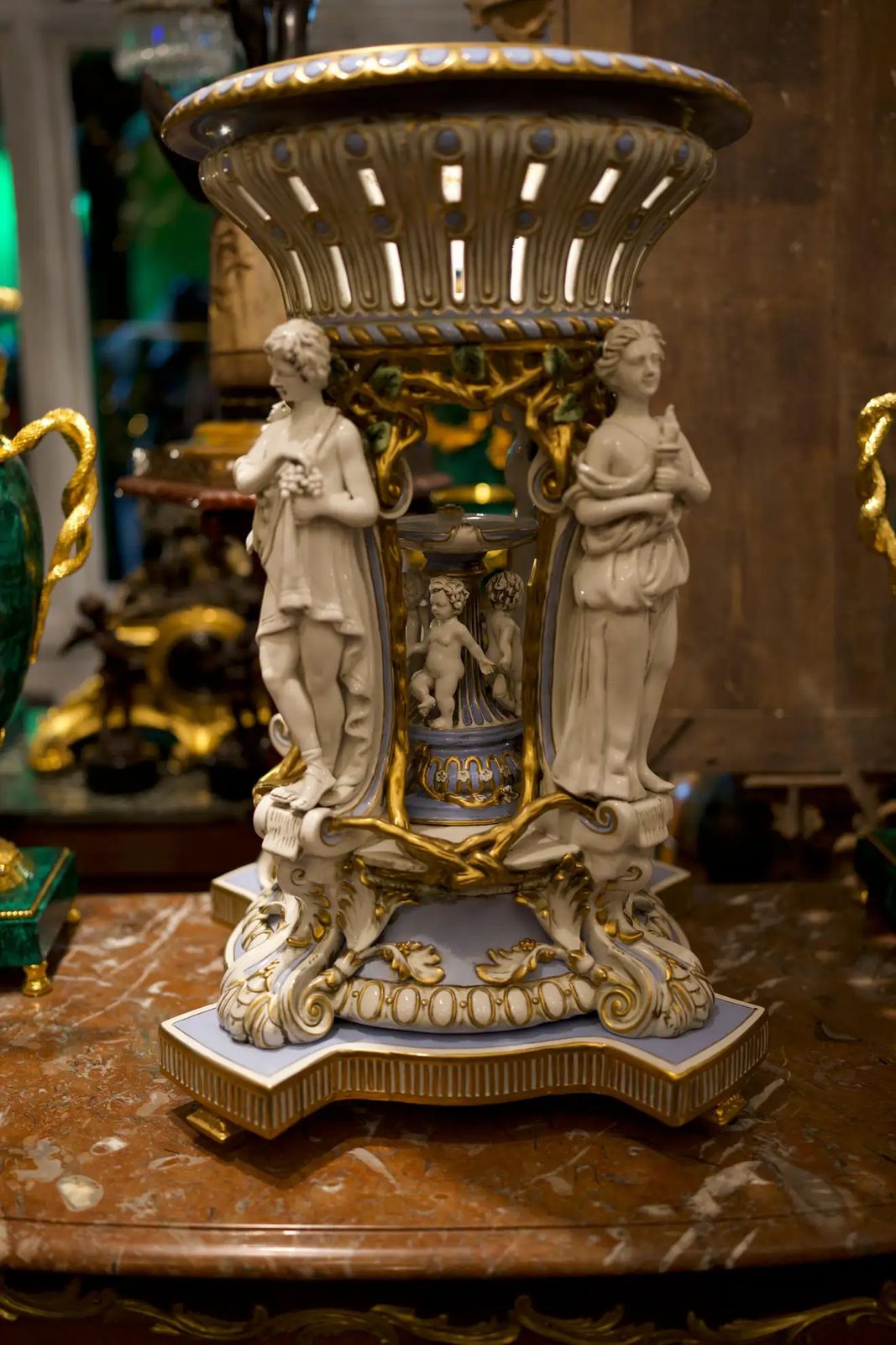 Garden Decor 20th Century Meissen Porcelain Four Seasons Centrepiece photo