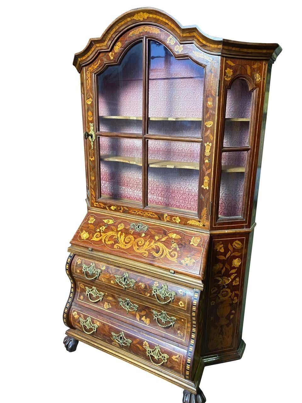 Dutch Walnut Miniature Secretaire Bookcase, 18th Century photo for sale