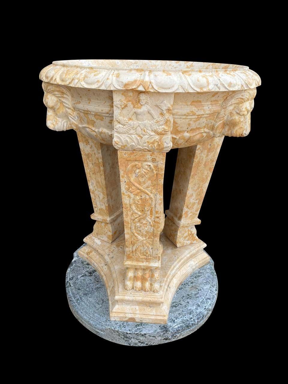 20th Century Two Toned Marble Planter/Tazzer/Bird Bath photo Garden Decor