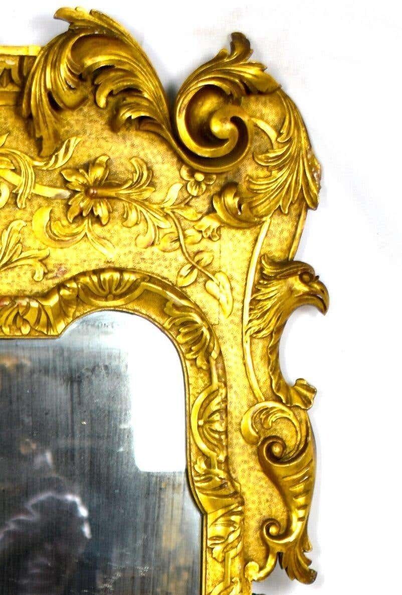 French Carved Wood And Gilt Cherub Acanthus Wall Mirror photo 1380.0