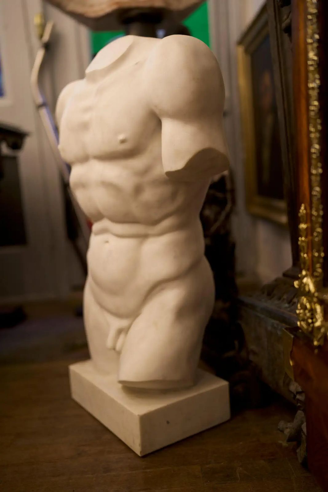 20th Century Monumental Grand Tour Marble Torso Statue Nude Carving photo for sale