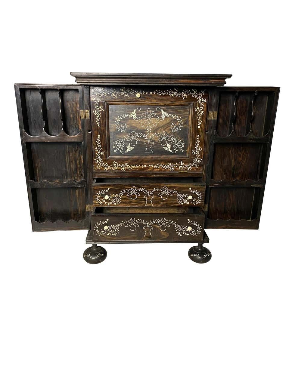 Anglo Indian Ebony Inlaid Cabinet, 19th Century photo buy