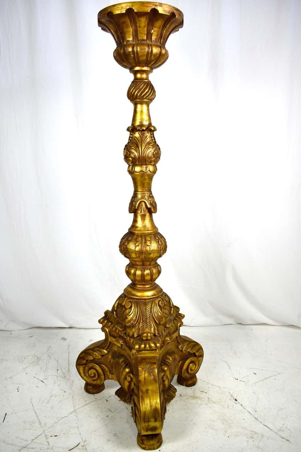 Large Pair Of Continental Carved, Gilt Torchers 5 Feet Tall photo Home Decor