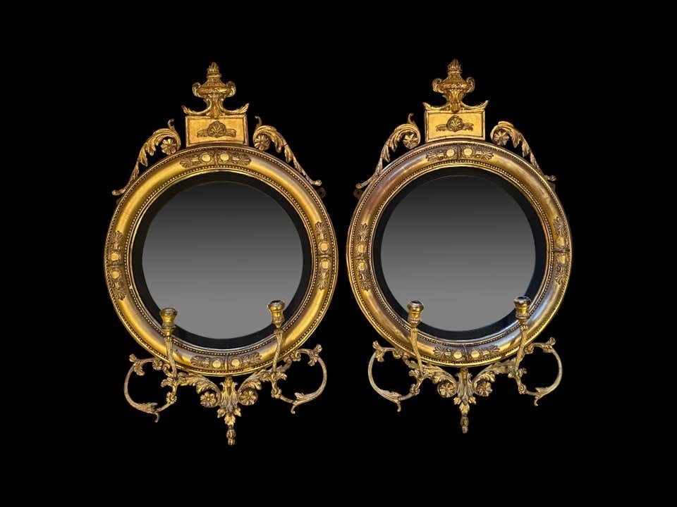 Fine Pair Of Regency Convex Mirrors, English, Circa 1820 photo furniture