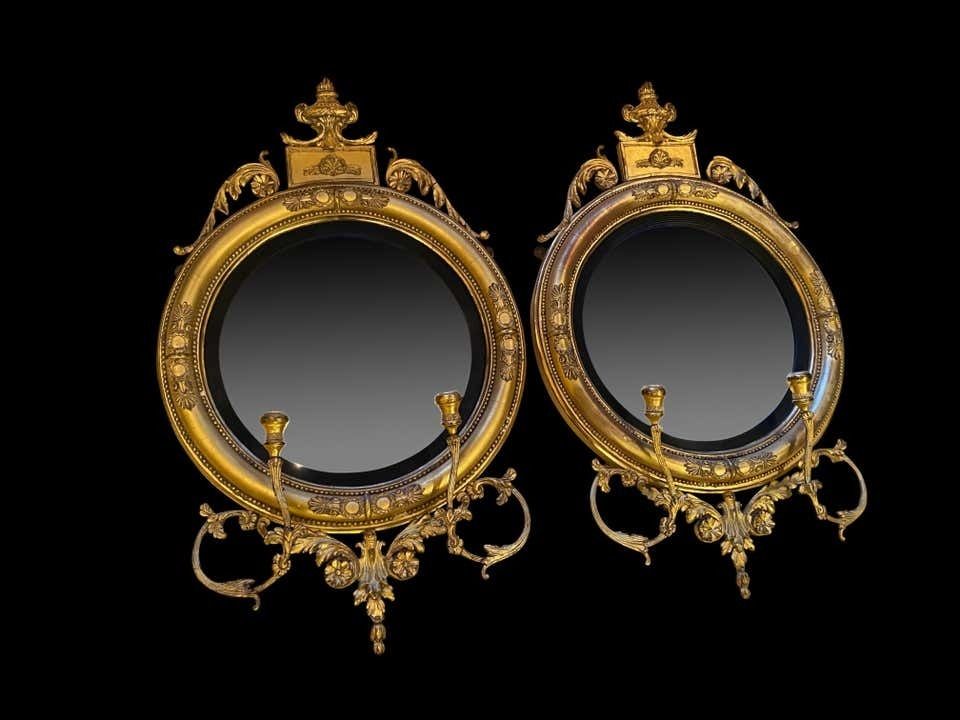 Fine Pair Of Regency Convex Mirrors, English, Circa 1820 photo Home Decor
