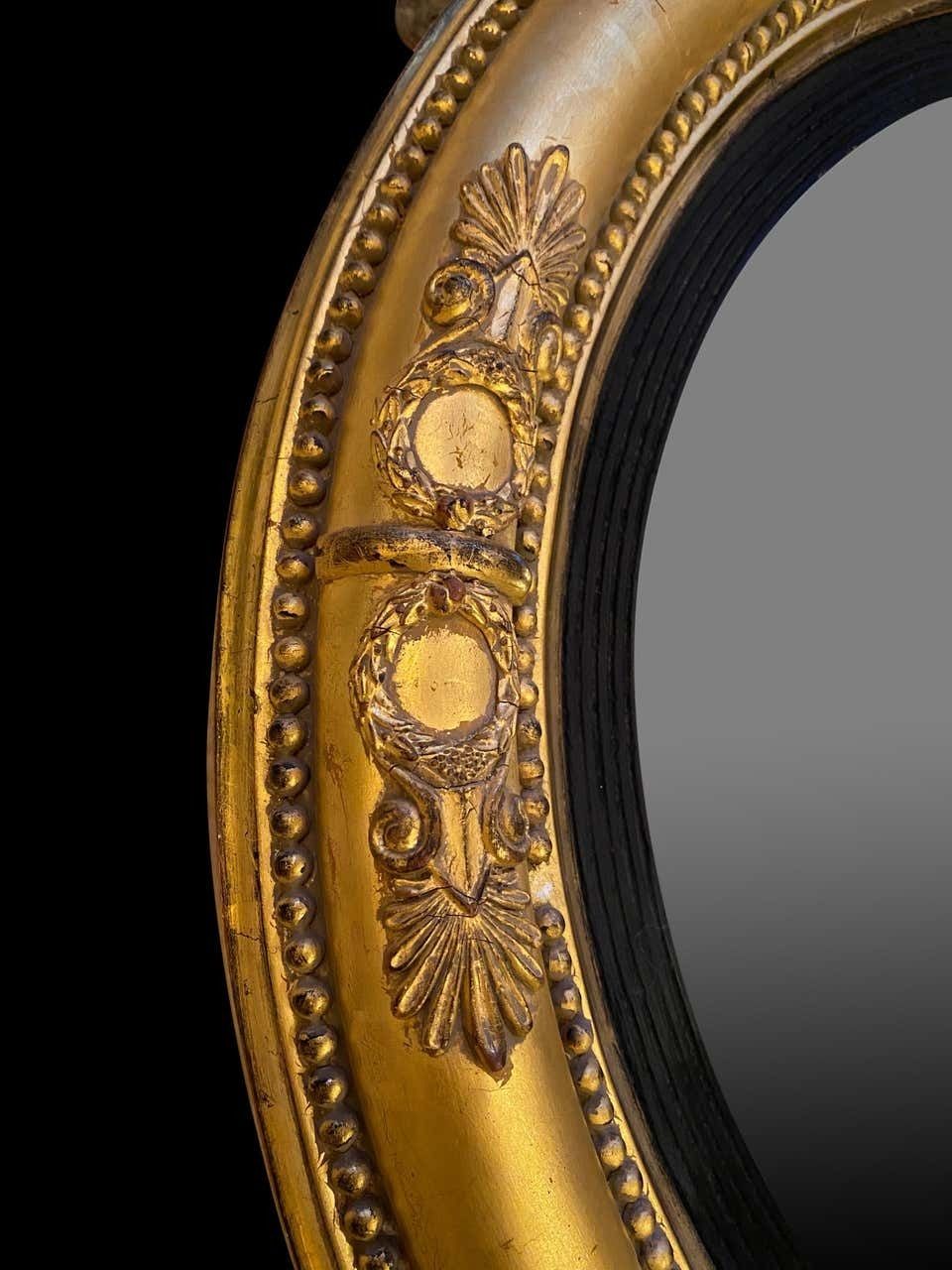 Fine Pair Of Regency Convex Mirrors, English, Circa 1820 photo vintage