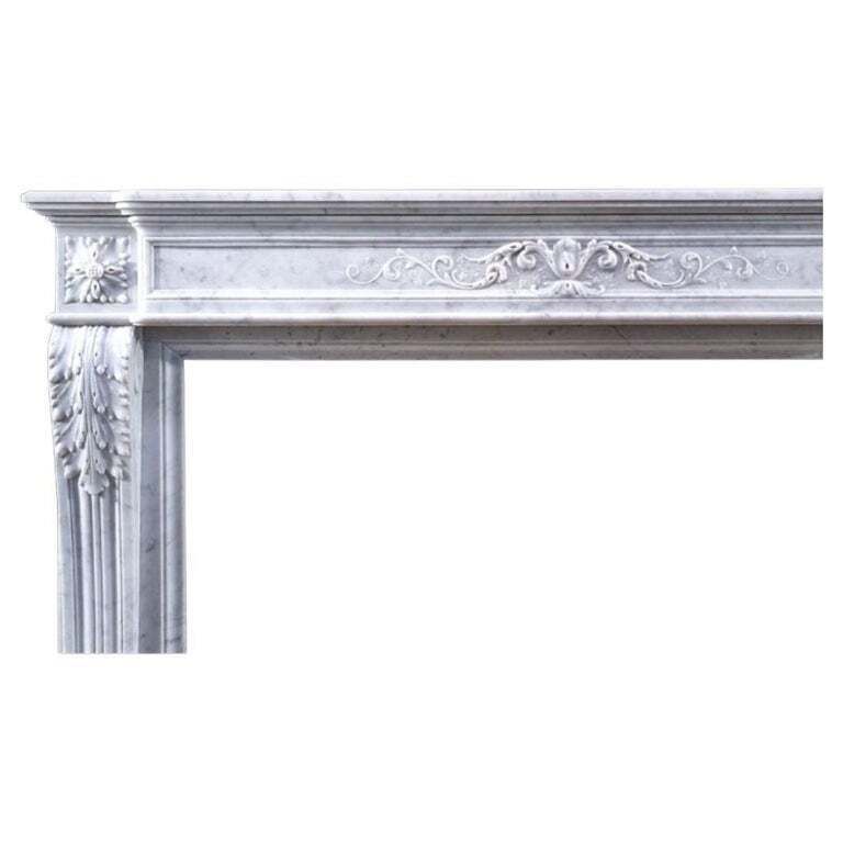 Solid Carrara Marble French Style Fireplace photo for sale