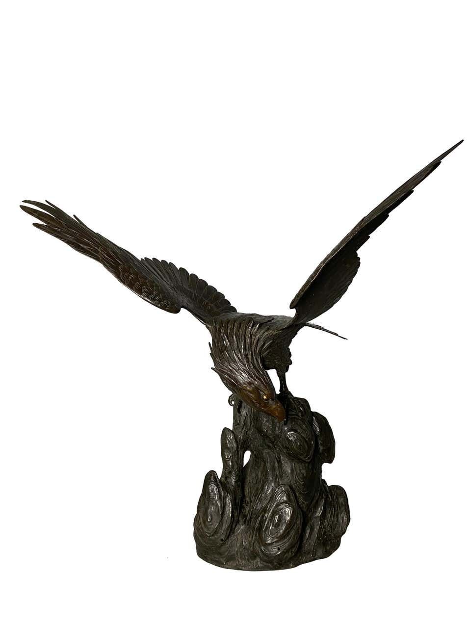 Antique Japanese Bronze Eagle From The Meiji Period, 19th Century photo furniture