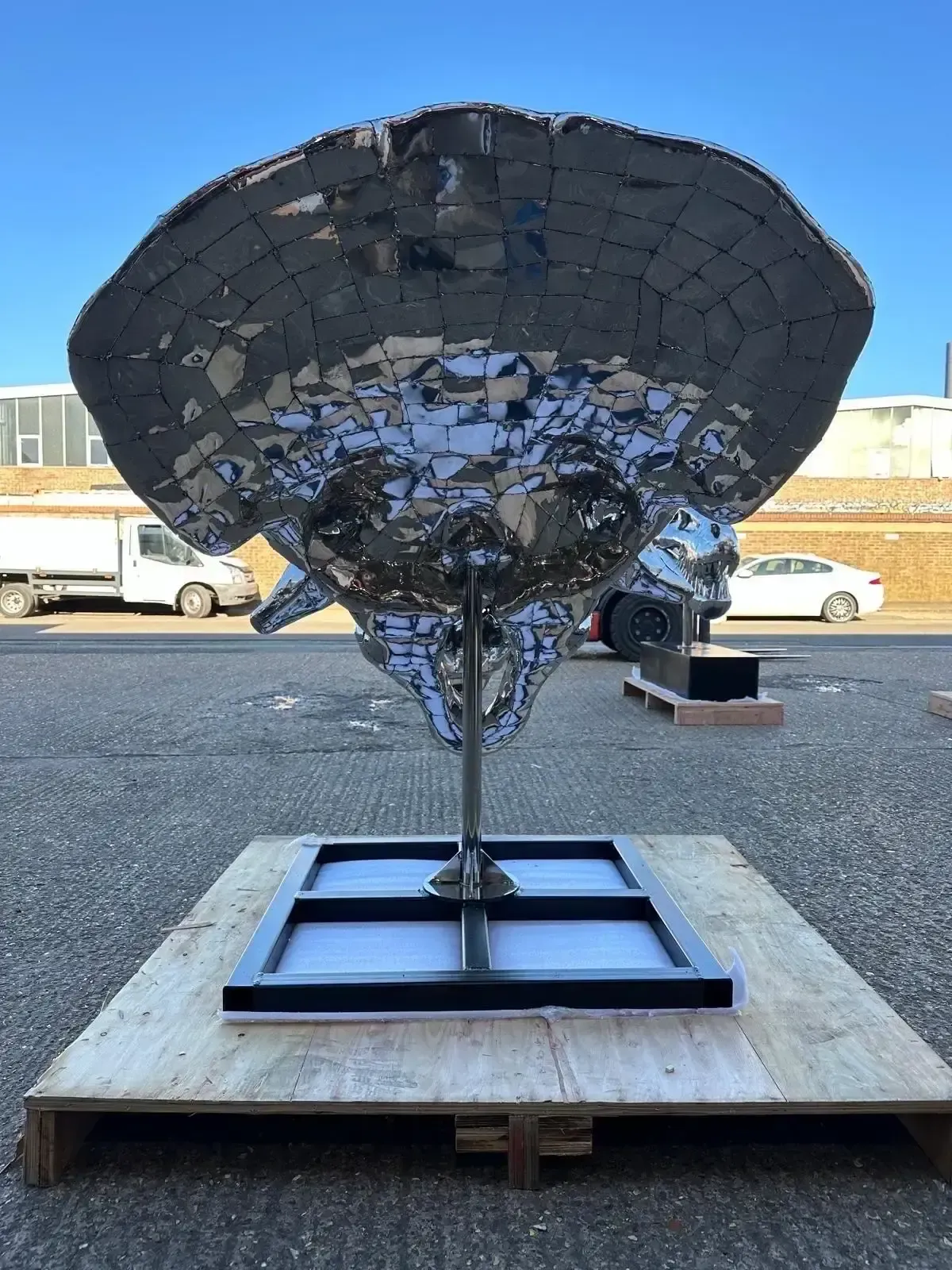 Stainless Steel Triceratops Sculpture, 21st Century photo 8000.0