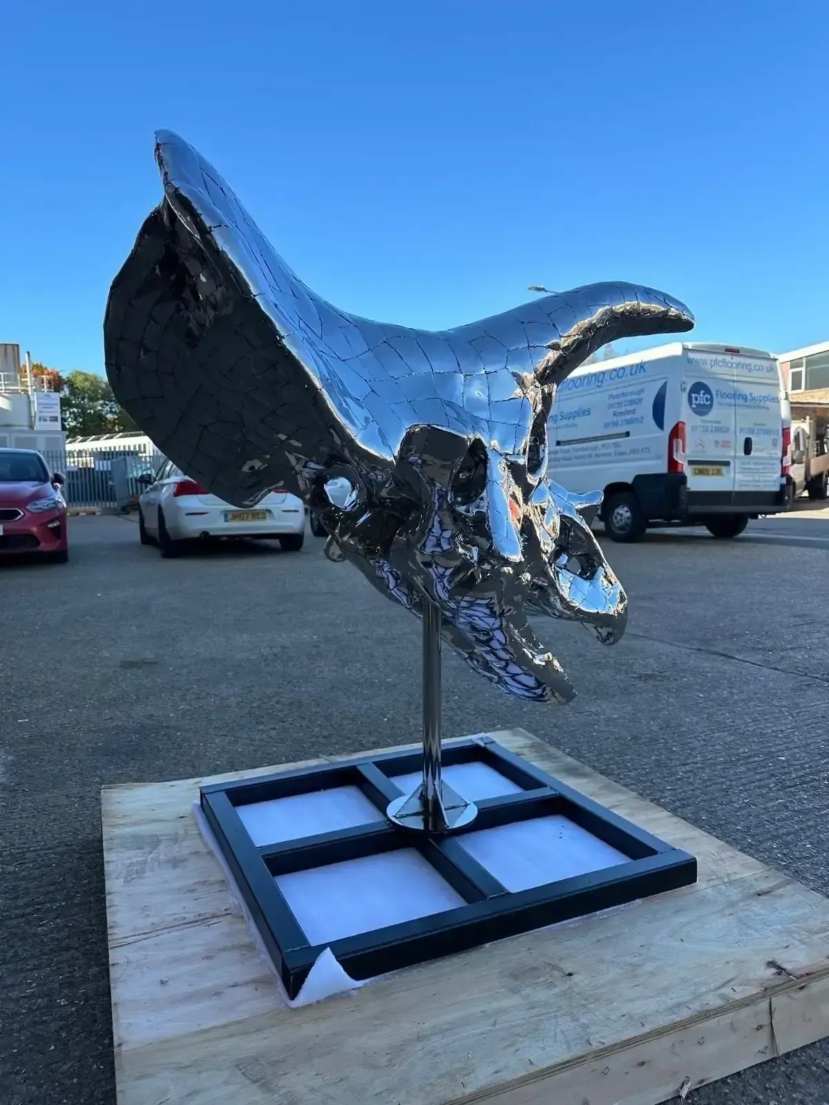 Stainless Steel Triceratops Sculpture, 21st Century photo vinterior