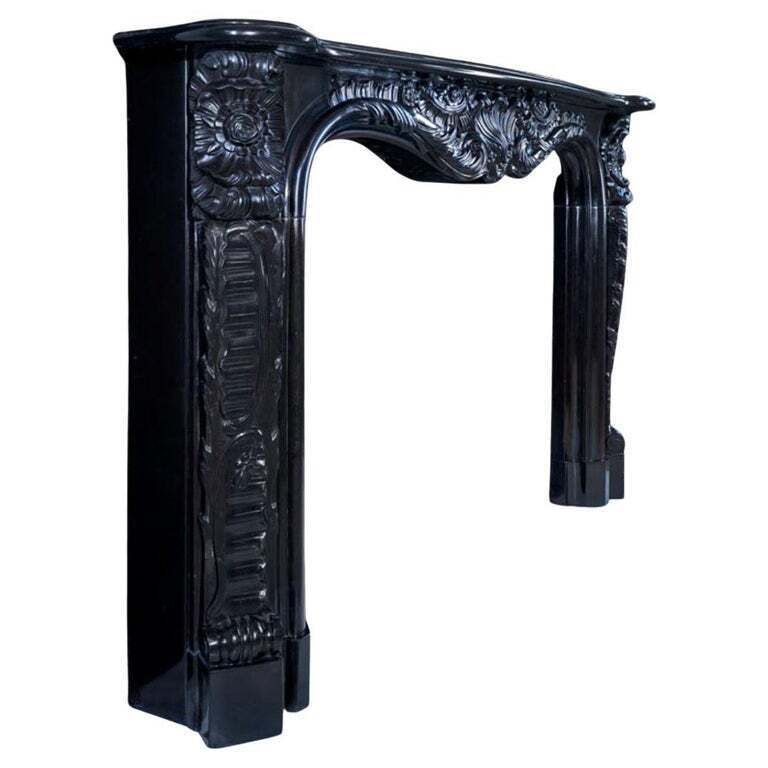 Black Belgian Rococo Marble Fireplace photo furniture