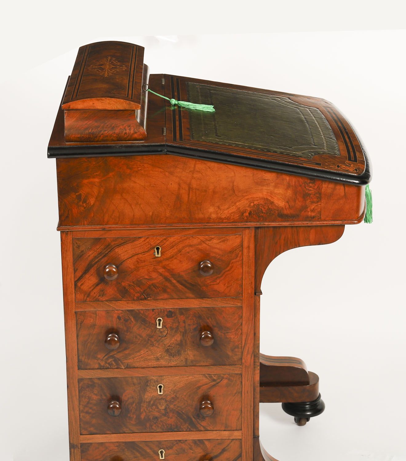 photo furniture Victorian Burr Walnut & Inlaid Davenport Desk 19th C