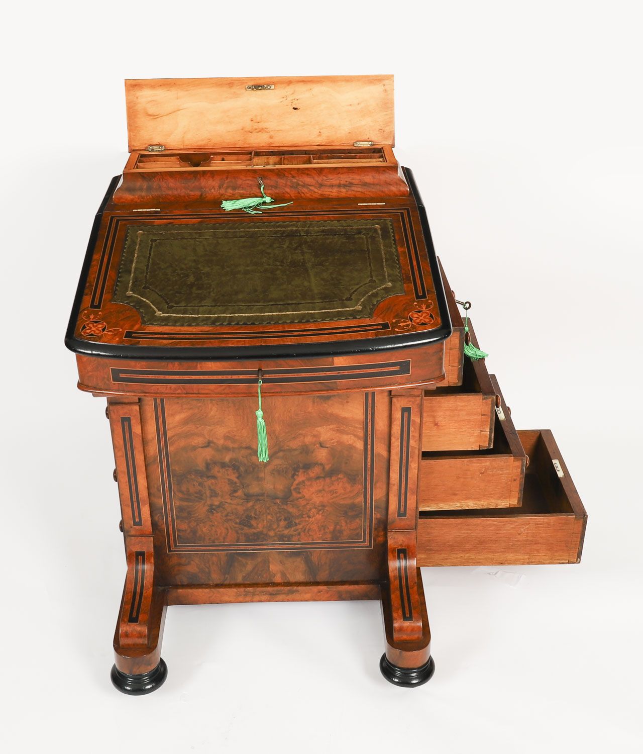 Furniture Victorian Burr Walnut & Inlaid Davenport Desk 19th C photo