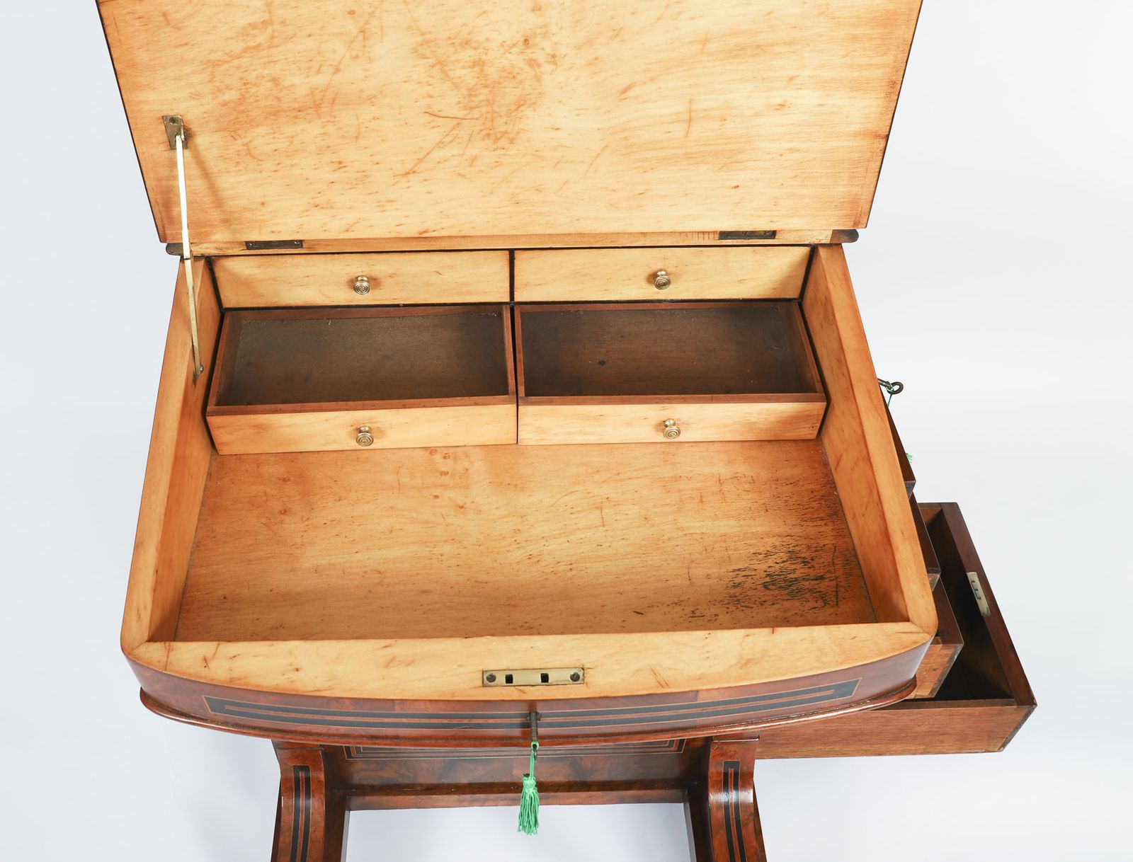 1925.0 Victorian Burr Walnut & Inlaid Davenport Desk 19th C photo