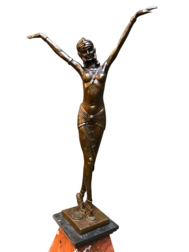 Art Deco Style Bronze Ballerina On Marble Base, Artist J.B Deposee photo furniture