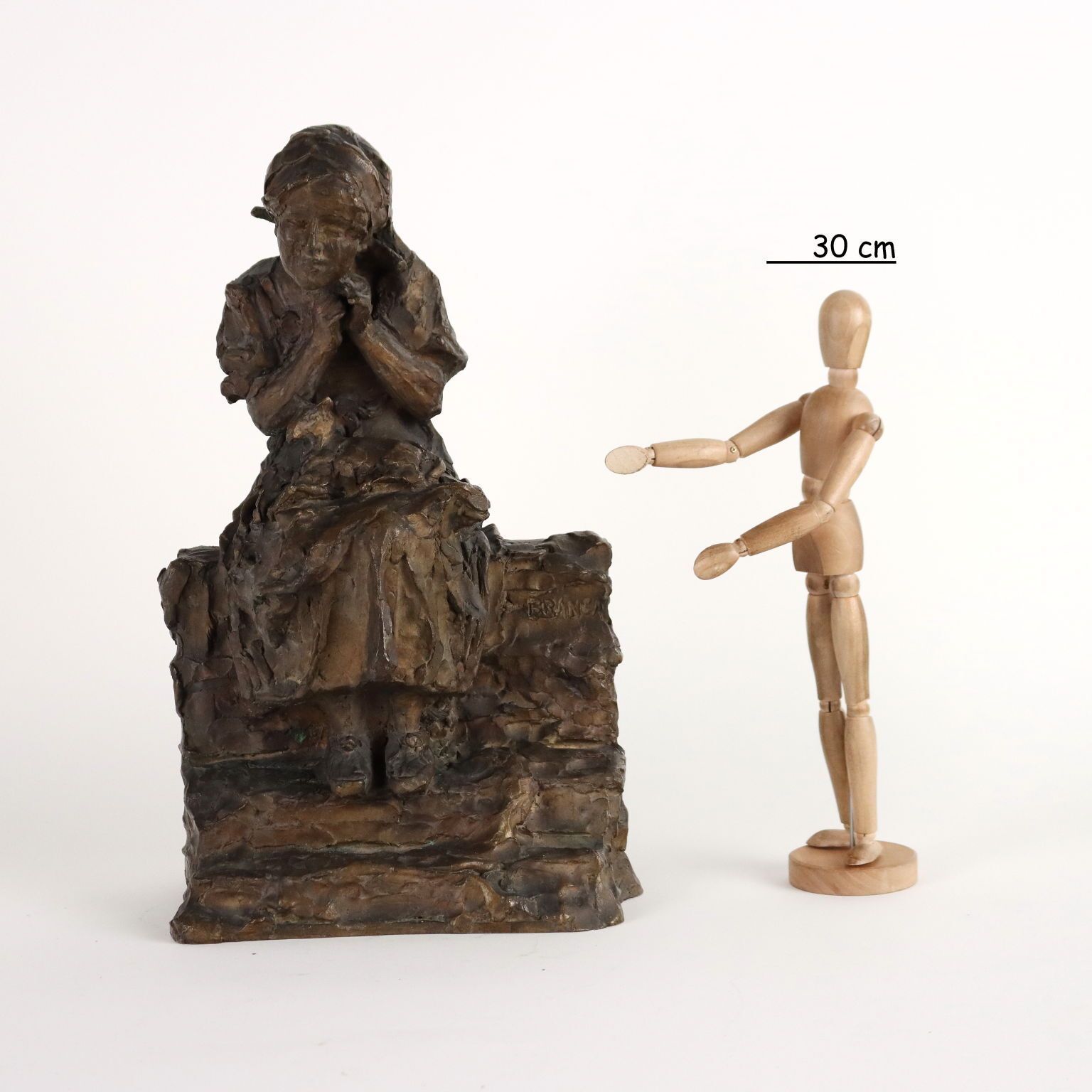Antique Bronze Sculpture Young Peasant Giulio Branca XIX Century photo furniture