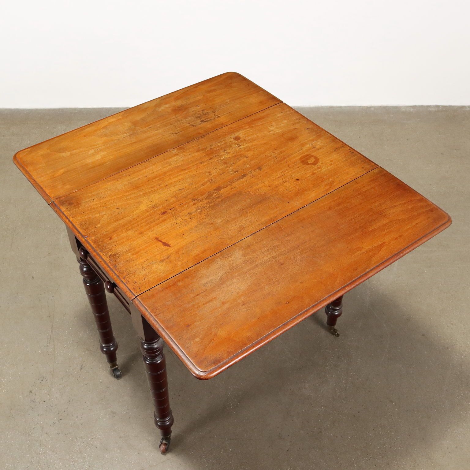 Antique Coffee Table Mahogany Drawers Decorations XIX Century photo for sale