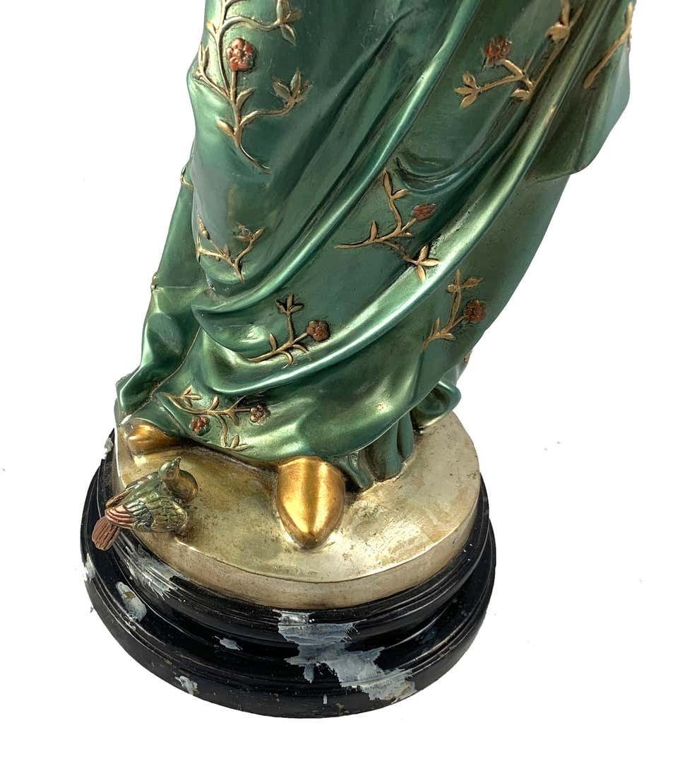 Home Decor 20th Century French Cold Painted Bronze Figure Of A Lady In Robes On Marble Base photo