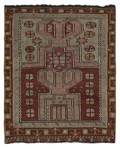 3x3.8 Ft Vintage Hand Woven Kilim. 100% Wool. Vintage Flat Weave Turkish Rug