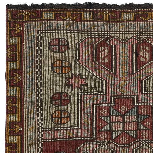 3x3.8 Ft Vintage Hand Woven Kilim. 100% Wool. Vintage Flat Weave Turkish Rug photo Textiles