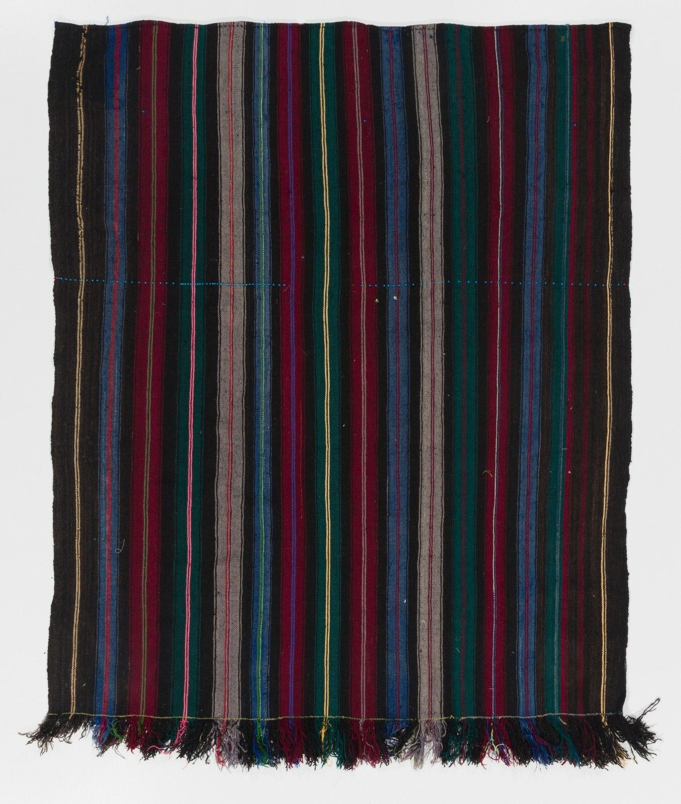5.6x6.5 Ft Hand Woven Vintage Anatolian Kilim With Vertical Bands, All Wool