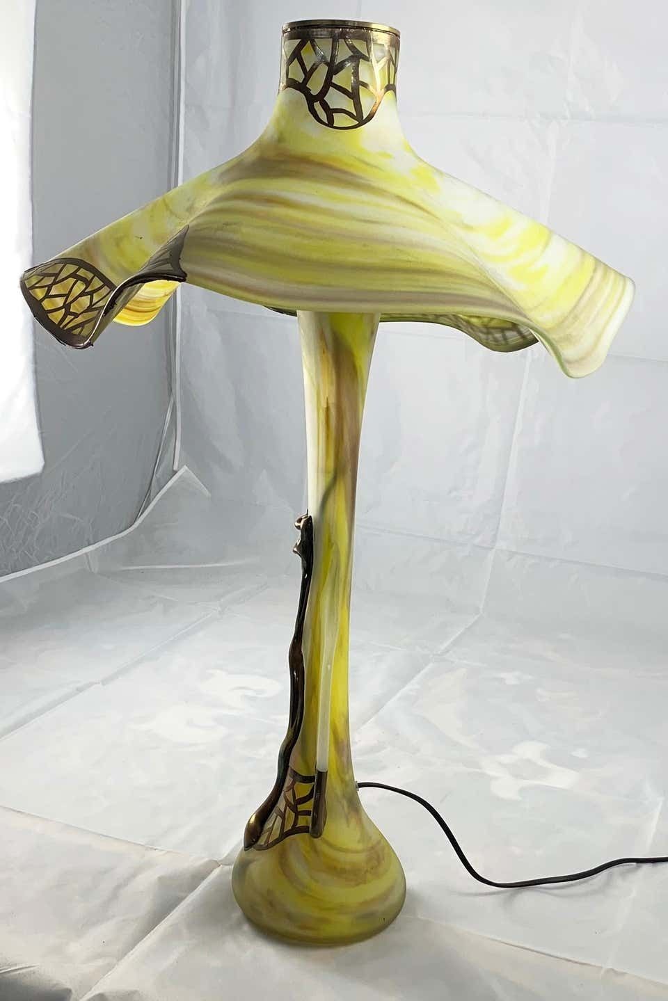 photo furniture 20th Century Unusual Art Glass Table Lamp In Art Nouveau Style