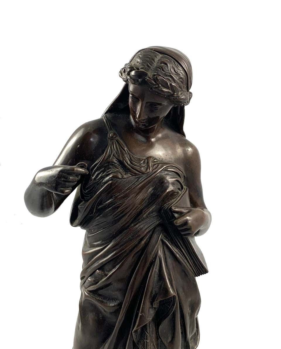 19th Century Bronze Of A Women Draped In Robes On A Circular Zodiac Base photo for sale