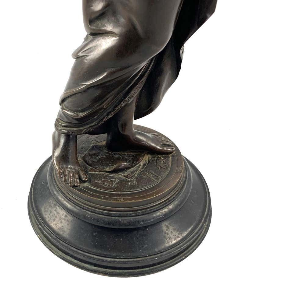 19th Century Bronze Of A Women Draped In Robes On A Circular Zodiac Base photo vinterior