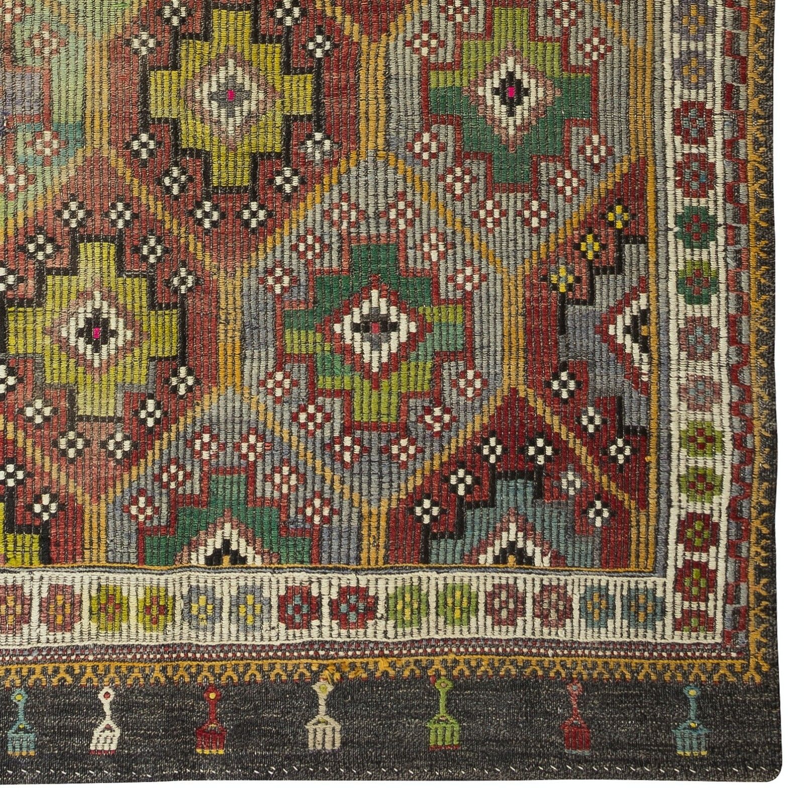 6.2x11.5 Ft Vintage Turkish Jajim Kilim, Unique Hand Woven Rug Made Of Wool photo vinterior