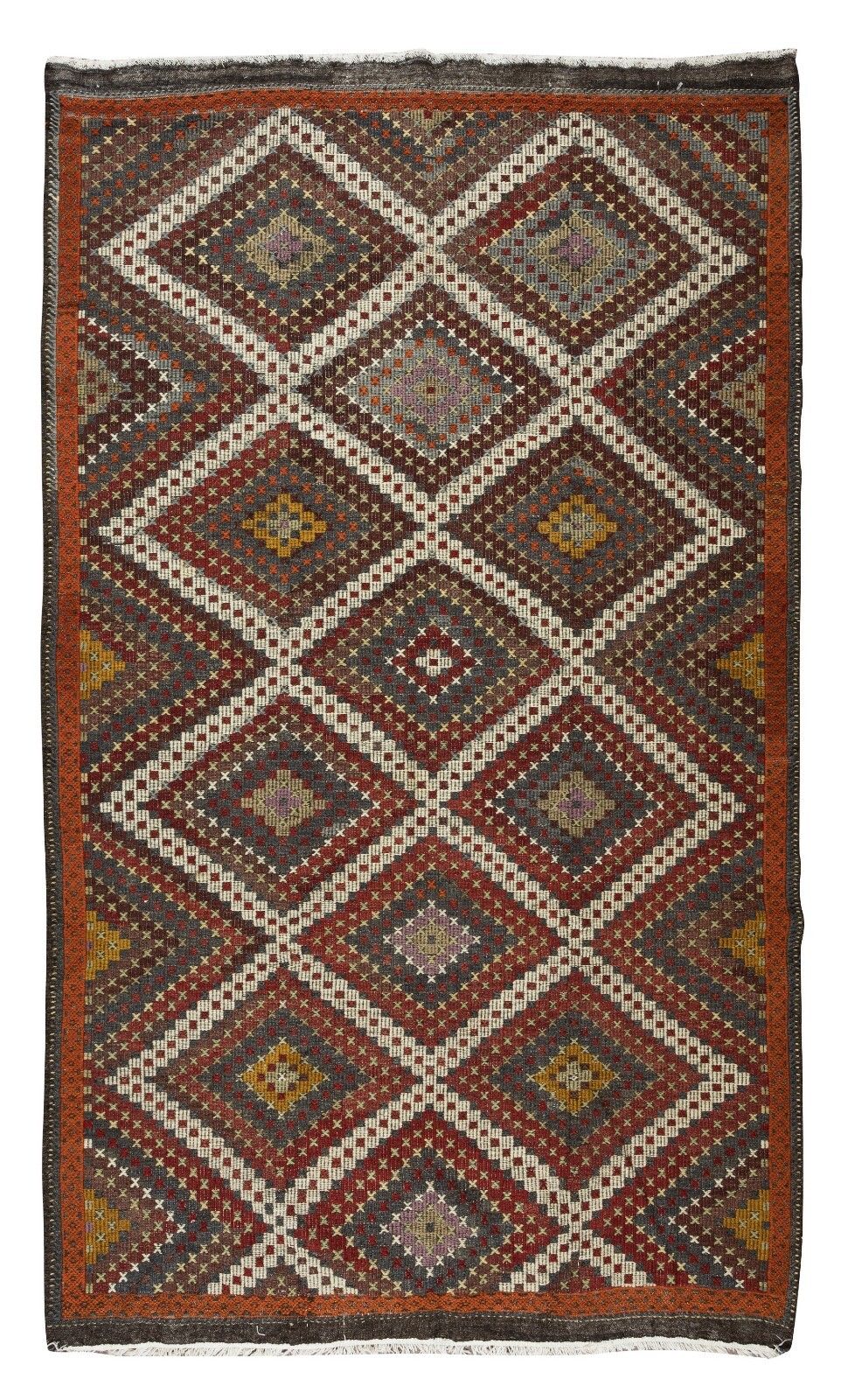 6.2x10 Ft Vintage Turkish Jajim Kilim, One Of A Kind Hand Woven Rug Made Of Wool