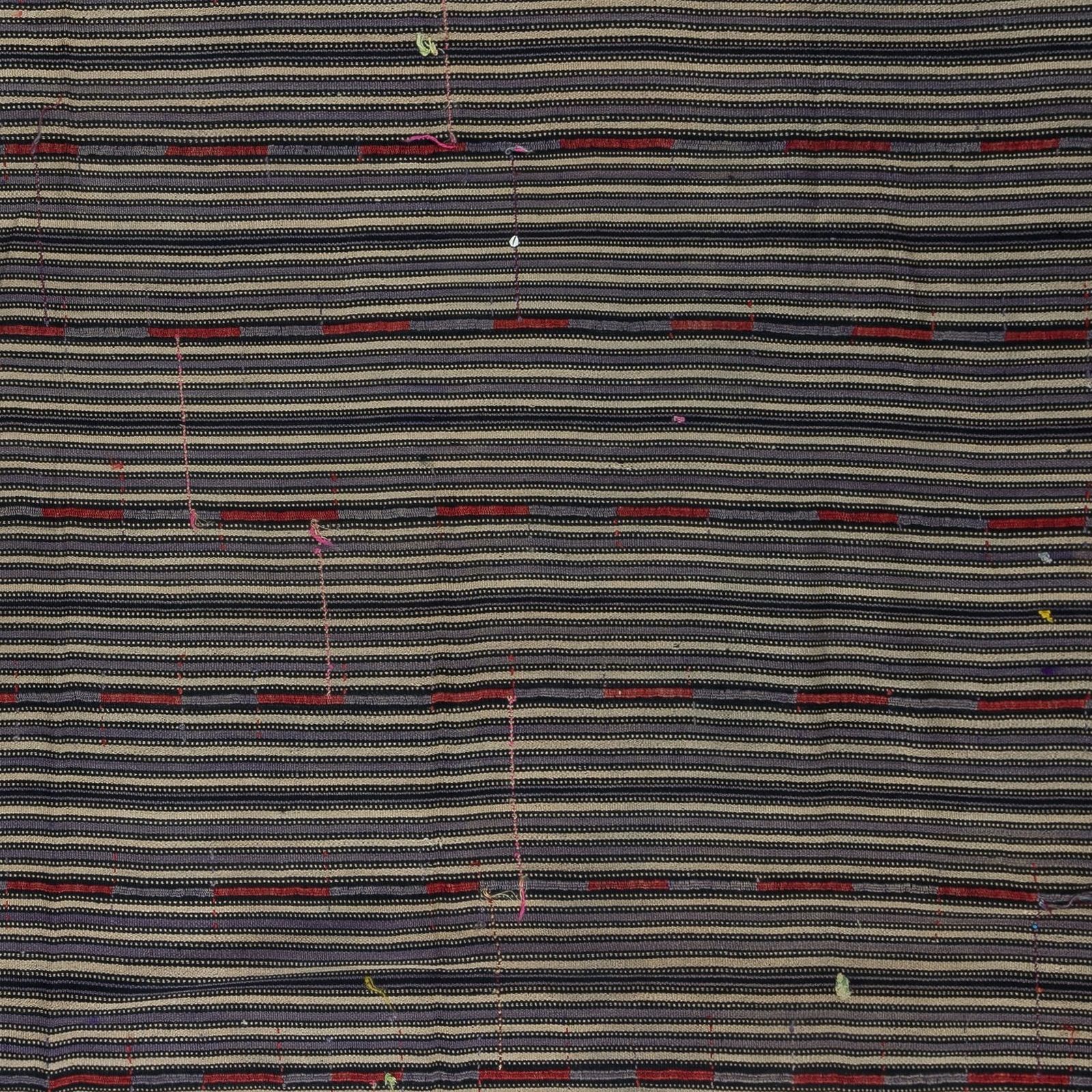 7.2x7.8 Ft Unique Hand Woven Striped Kilim, Vintage Flat Weave Anatolian Rug photo 380.0