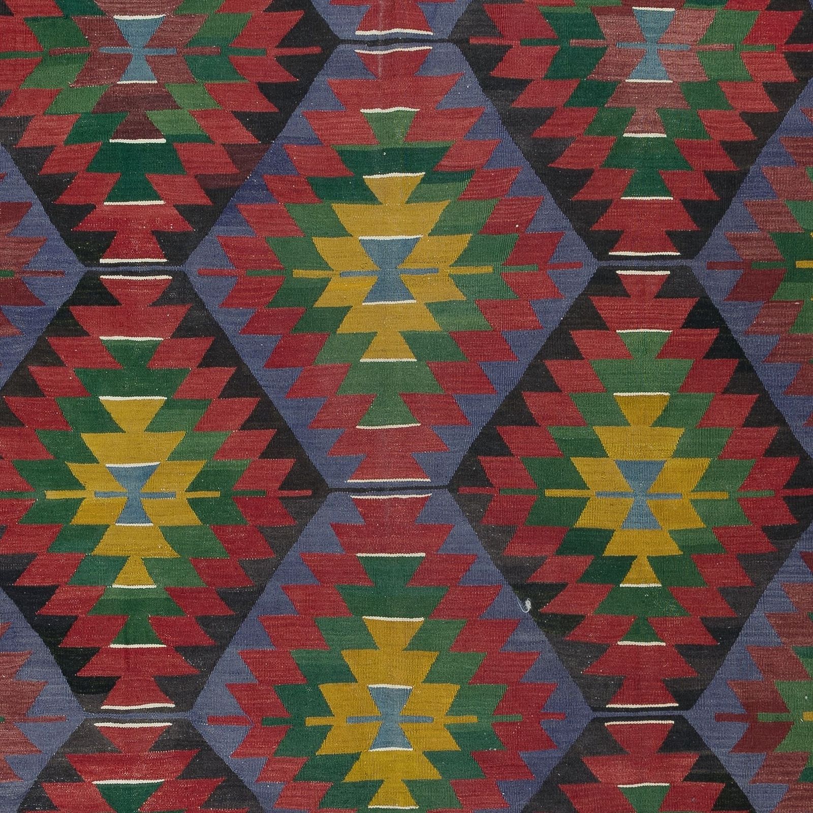 6x10.5 Ft Vintage Handwoven Turkish Kilim 'Flat Weave' With Geometric Patterns photo 654.0