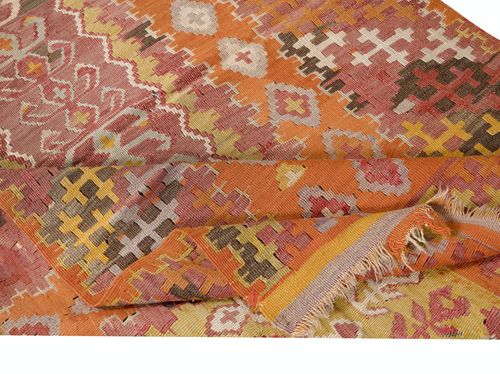 3.2x5.2 Ft Mid Century Bohemian Turkish Kilim. 100% Wool. Vintage Flat Weave Rug photo for sale