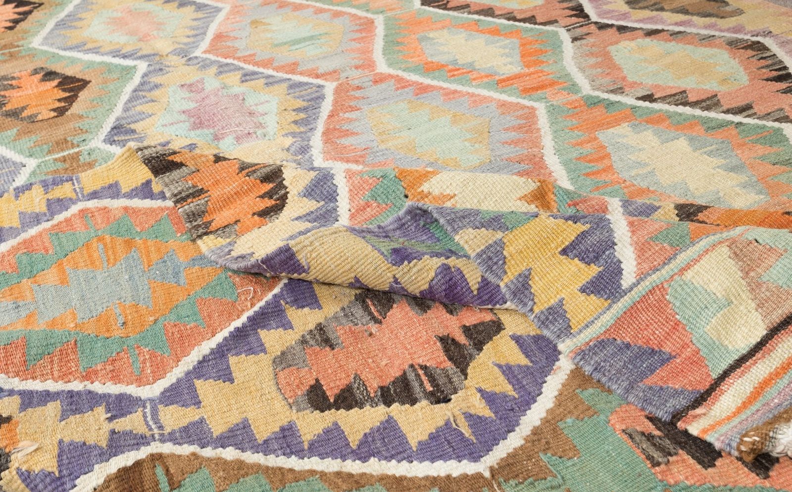5.2x9 Ft Geometric Vintage Handmade Anatolian Wool Kilim Rug, Flat Weave Carpet photo for sale