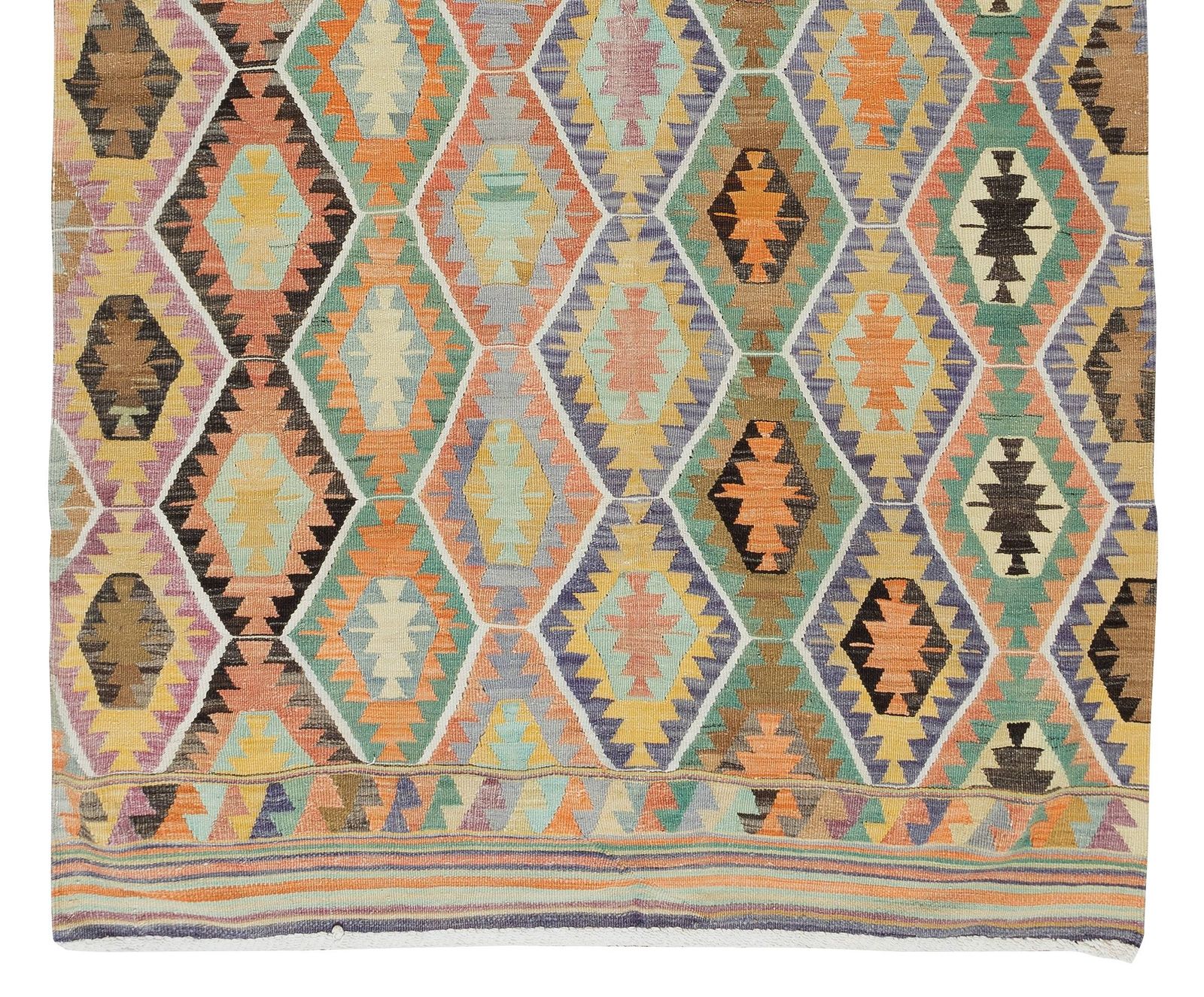 5.2x9 Ft Geometric Vintage Handmade Anatolian Wool Kilim Rug, Flat Weave Carpet photo 609.0