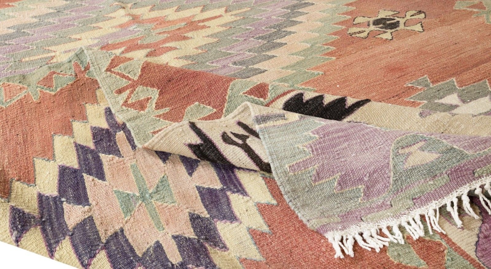 4.7x8.7 Ft Colorful Geometric Hand Woven Turkish Kilim, Flat Weave Wool Rug photo for sale